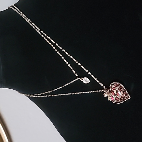 Vintage BETSEY JOHNSON Leaping Leopards Collection Layered Heart Necklace. - Picture 3 of 13